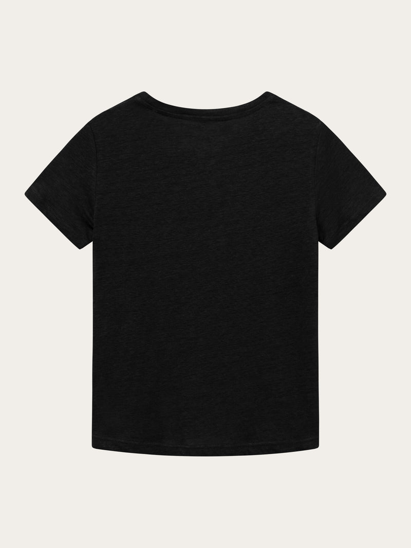 KnowledgeCotton Apparel - WMN Reg linen t-shirt T-shirts 1300 Black Jet
