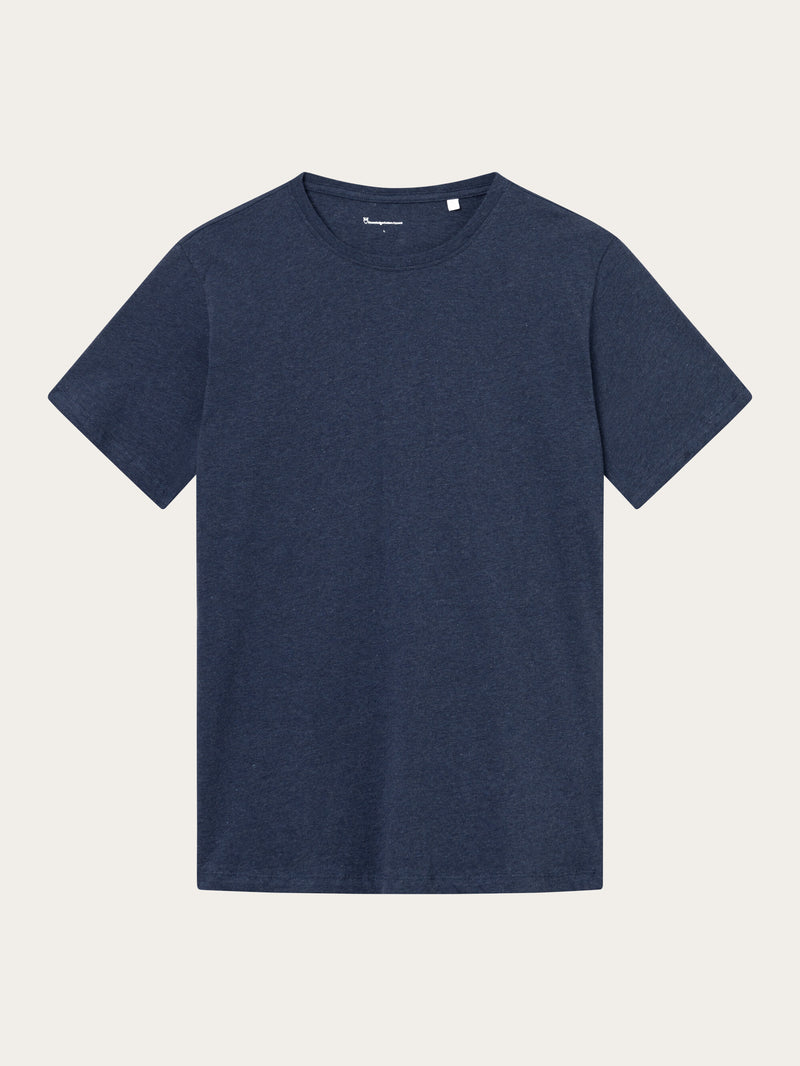 KnowledgeCotton Apparel - MEN Regular fit Basic tee T-shirts 1257 Insigna Blue melange