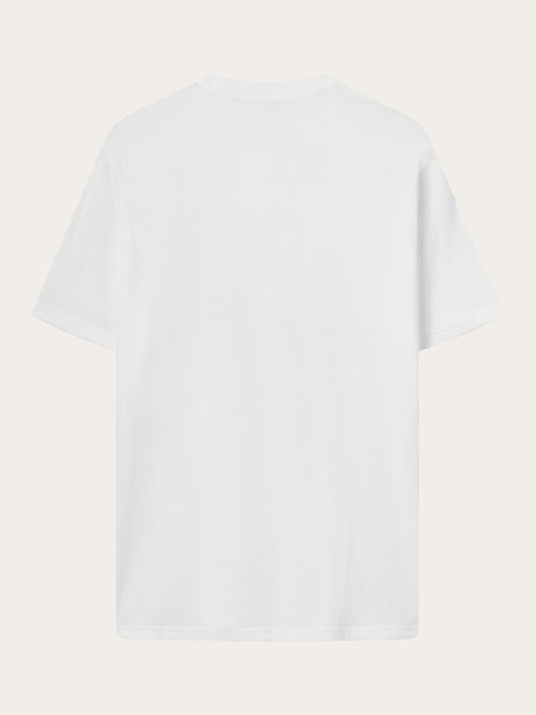 KnowledgeCotton Apparel - MEN Regular mountain front print t-shirt T-shirts 1010 Bright White