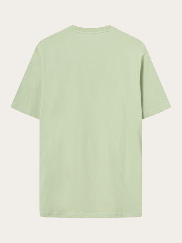 KnowledgeCotton Apparel - MEN Regular mountain front print t-shirt T-shirts 1380 Swamp