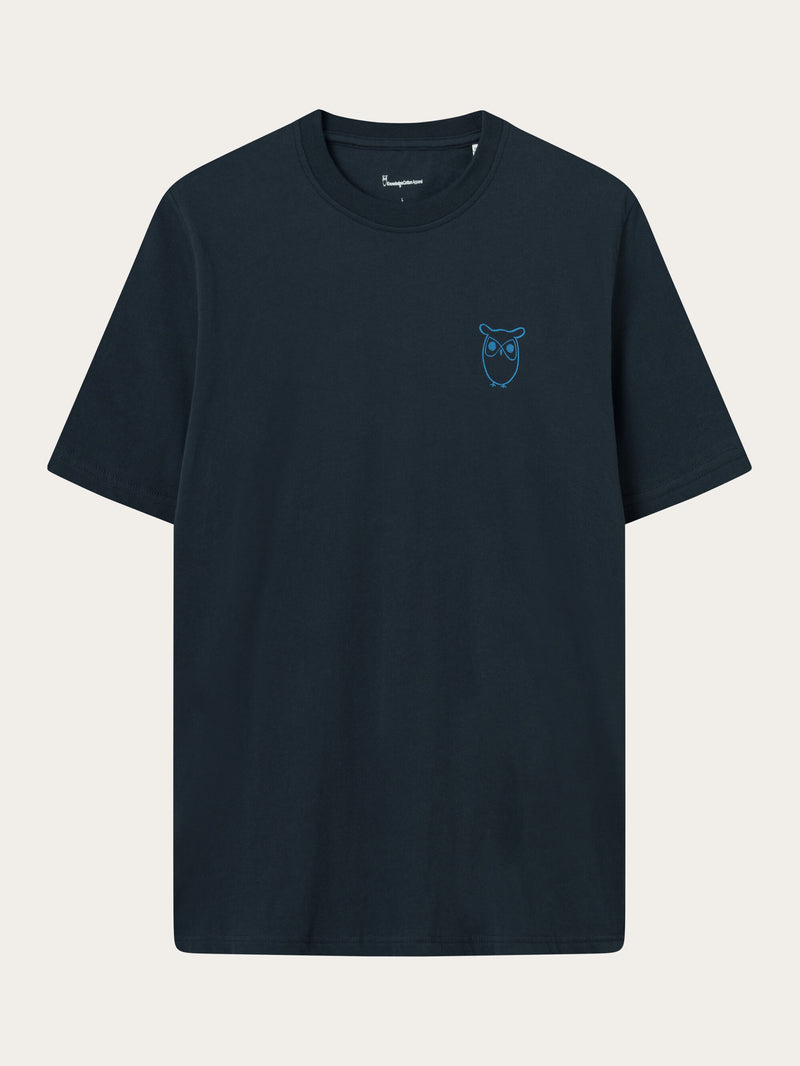 KnowledgeCotton Apparel - MEN Regular owl chest print t-shirt T-shirts 9996 item color