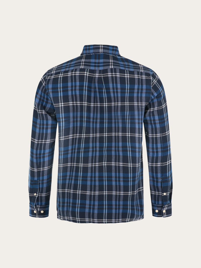 KnowledgeCotton Apparel - MEN Relaxed checked shirt Shirts 1001 Total Eclipse