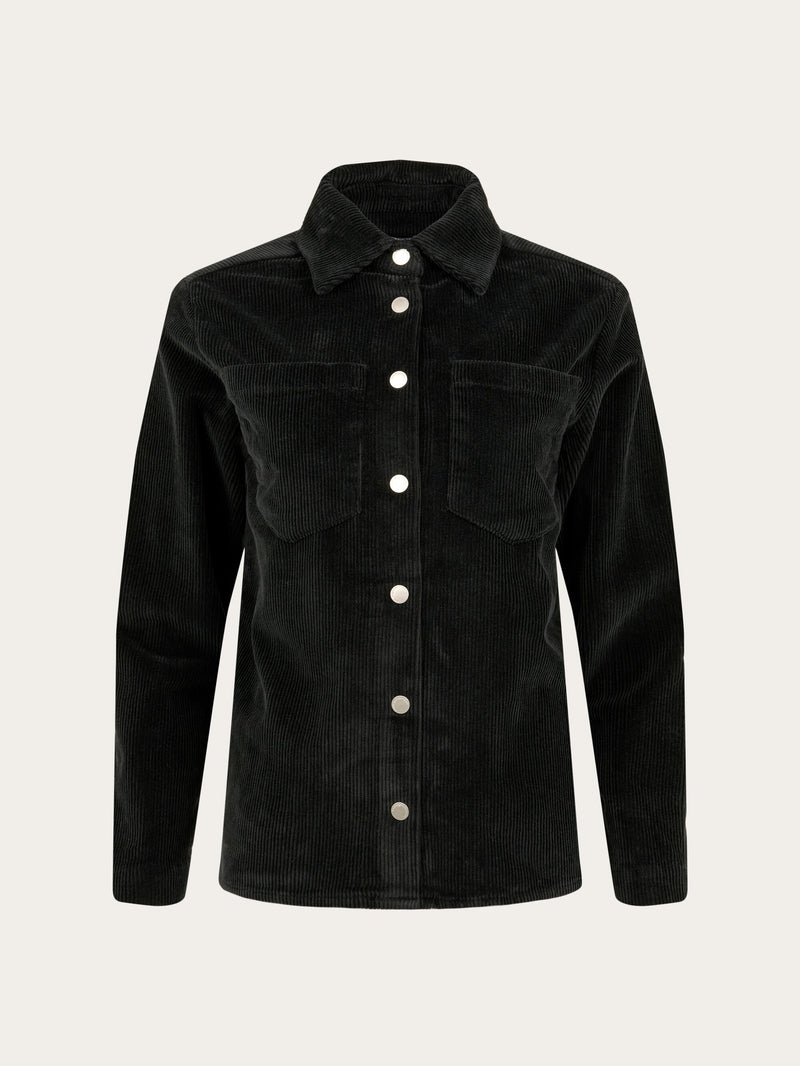 KnowledgeCotton Apparel - WMN Stretched 8-wales corduroy overshirt Overshirts 1300 Black Jet
