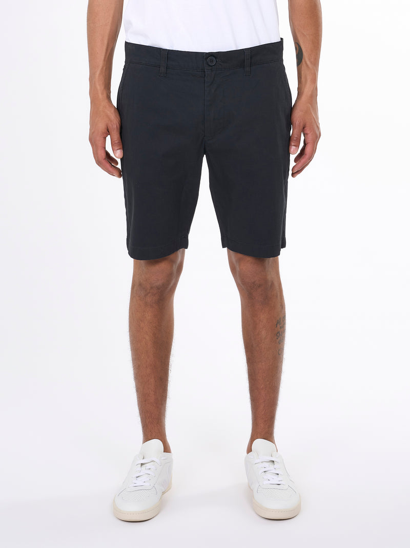 KnowledgeCotton Apparel - MEN Stretched twill shorts Shorts 1300 Black Jet