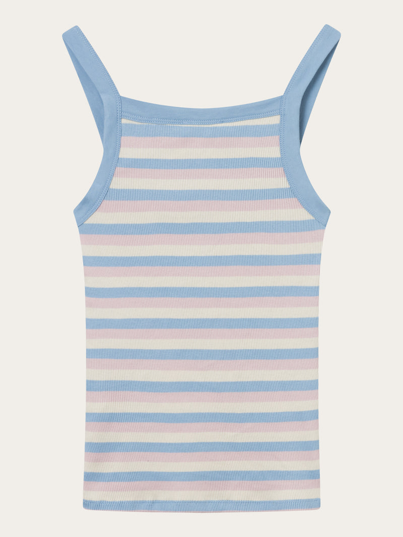 KnowledgeCotton Apparel - WMN Striped rib strap top T-shirts 8005 Stripe