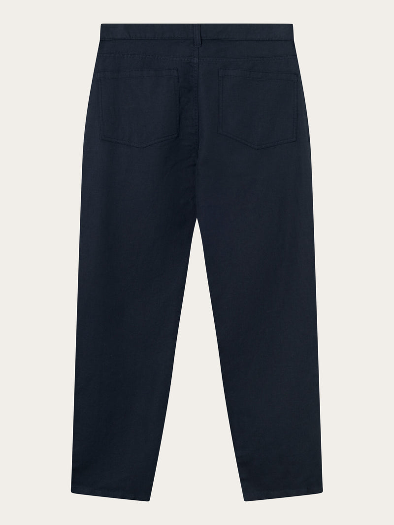 KnowledgeCotton Apparel - MEN TIM 5-pocket cotton-linen blend twill pant Pants 1001 Total Eclipse