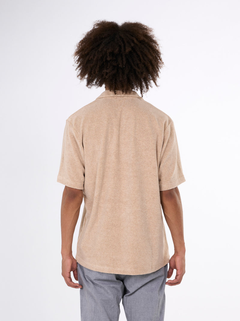 KnowledgeCotton Apparel - MEN Terry loose short sleeve shirt Shirts 1347 Safari