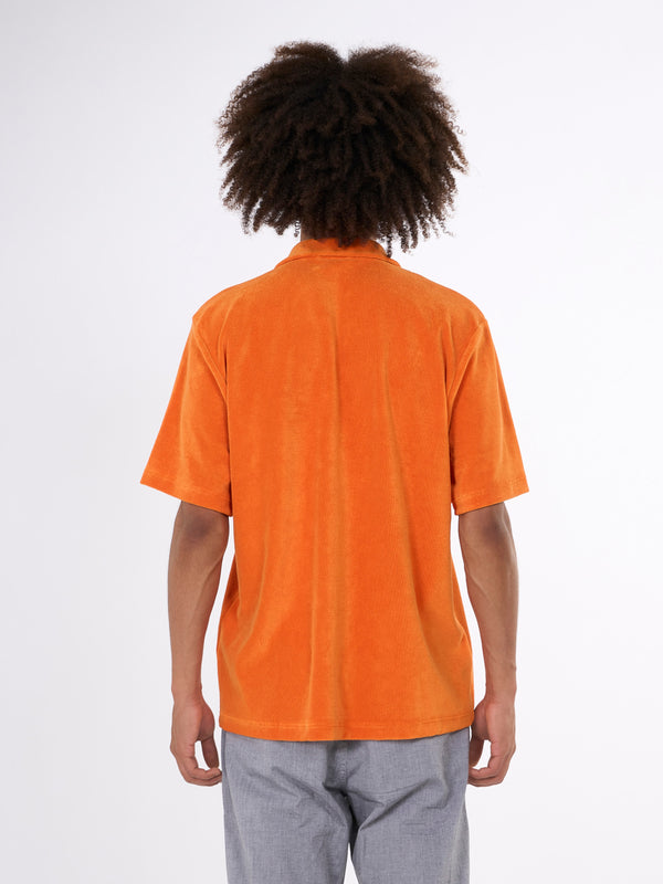 KnowledgeCotton Apparel - MEN Terry loose short sleeve shirt Shirts 1382 Russet orange