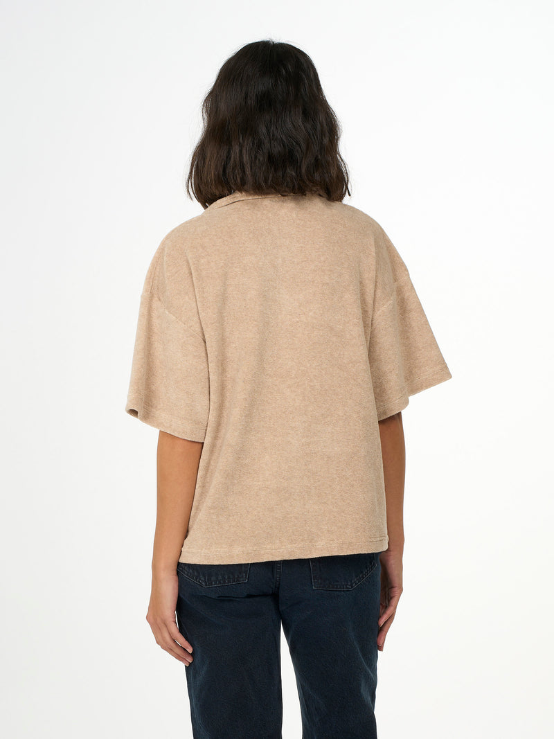 KnowledgeCotton Apparel - WMN Terry short sleeve shirt Shirts 1347 Safari