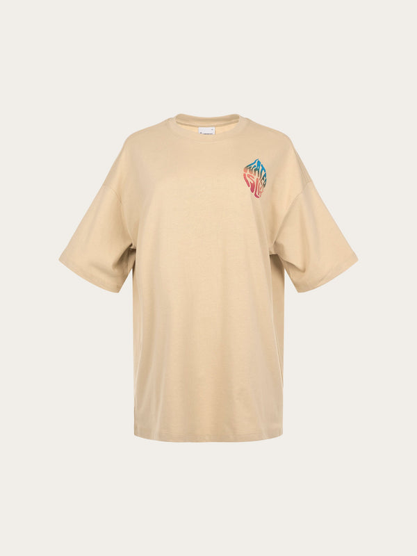 KnowledgeCotton Apparel - WMN WATERAID Printed oversized t-shirt T-shirts 1347 Safari