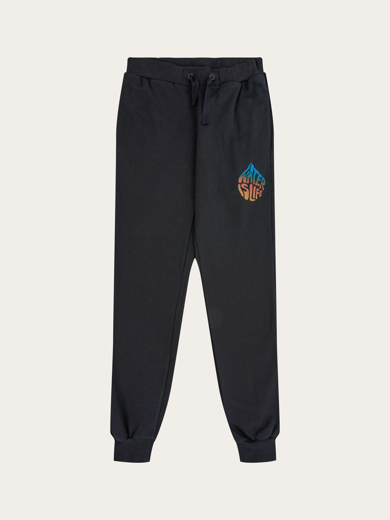 KnowledgeCotton Apparel - MEN WATERAID Water is Life loose sweat pant with print Pants 1300 Black Jet