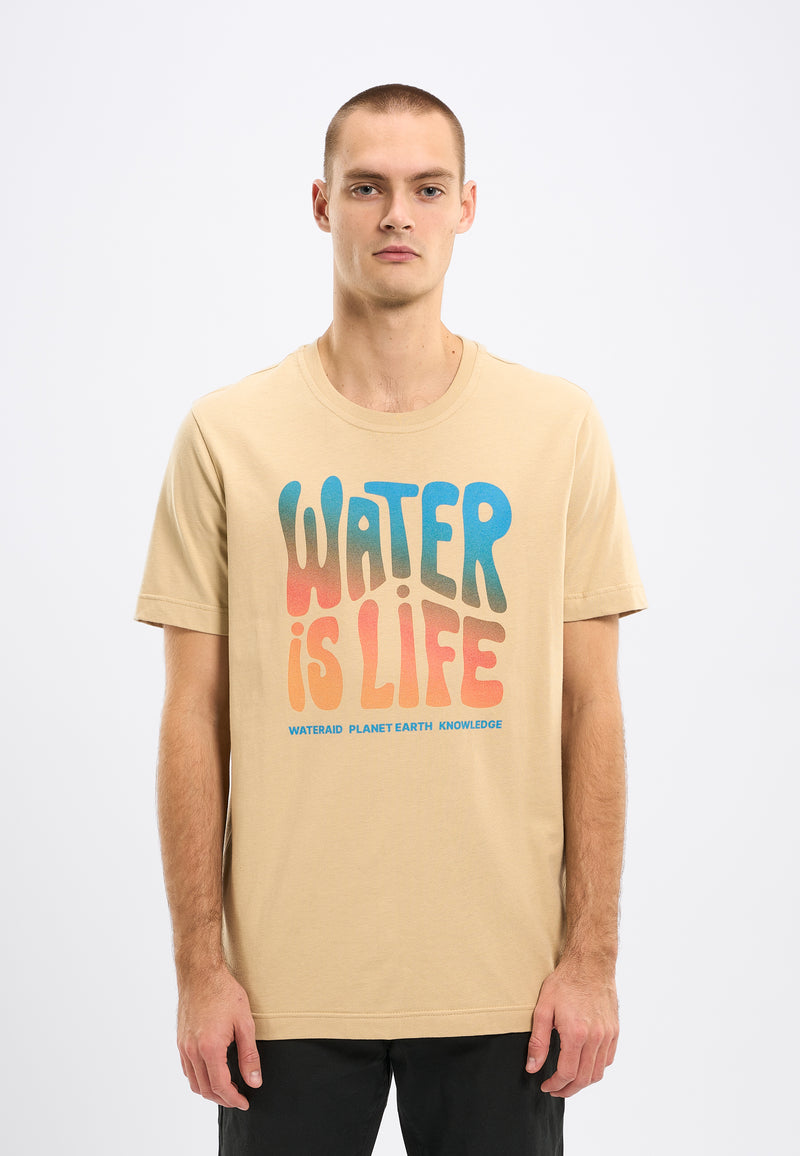 KnowledgeCotton Apparel - MEN WATERAID Water is life regular t-shirt big front print T-shirts 1347 Safari