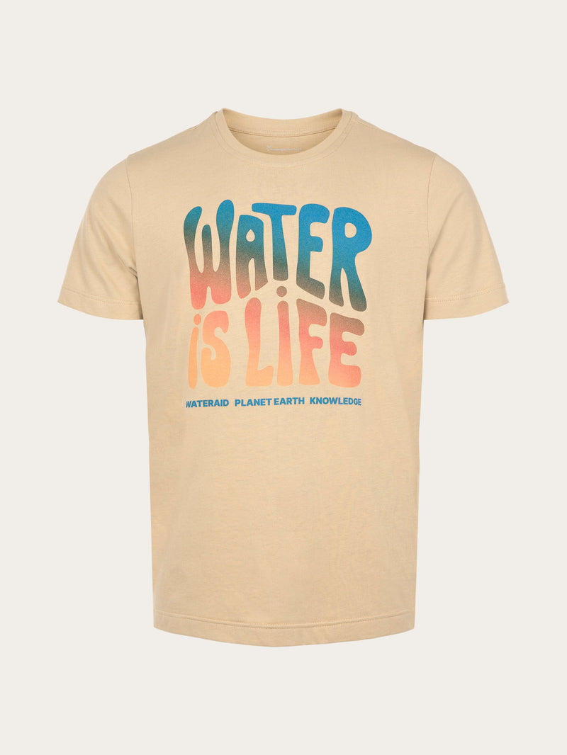 KnowledgeCotton Apparel - MEN WATERAID Water is life regular t-shirt big front print T-shirts 1347 Safari
