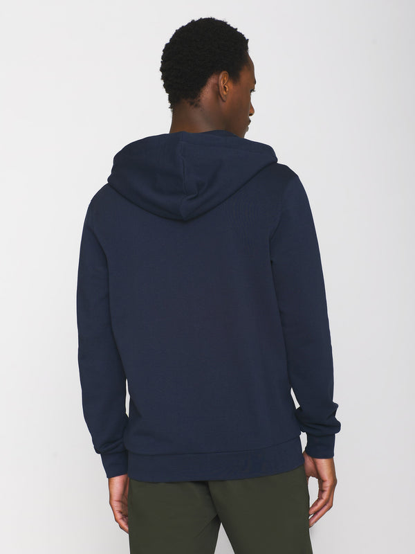 KnowledgeCotton Apparel - MEN Zip hood kangaroo badge sweat Sweats 1001 Total Eclipse